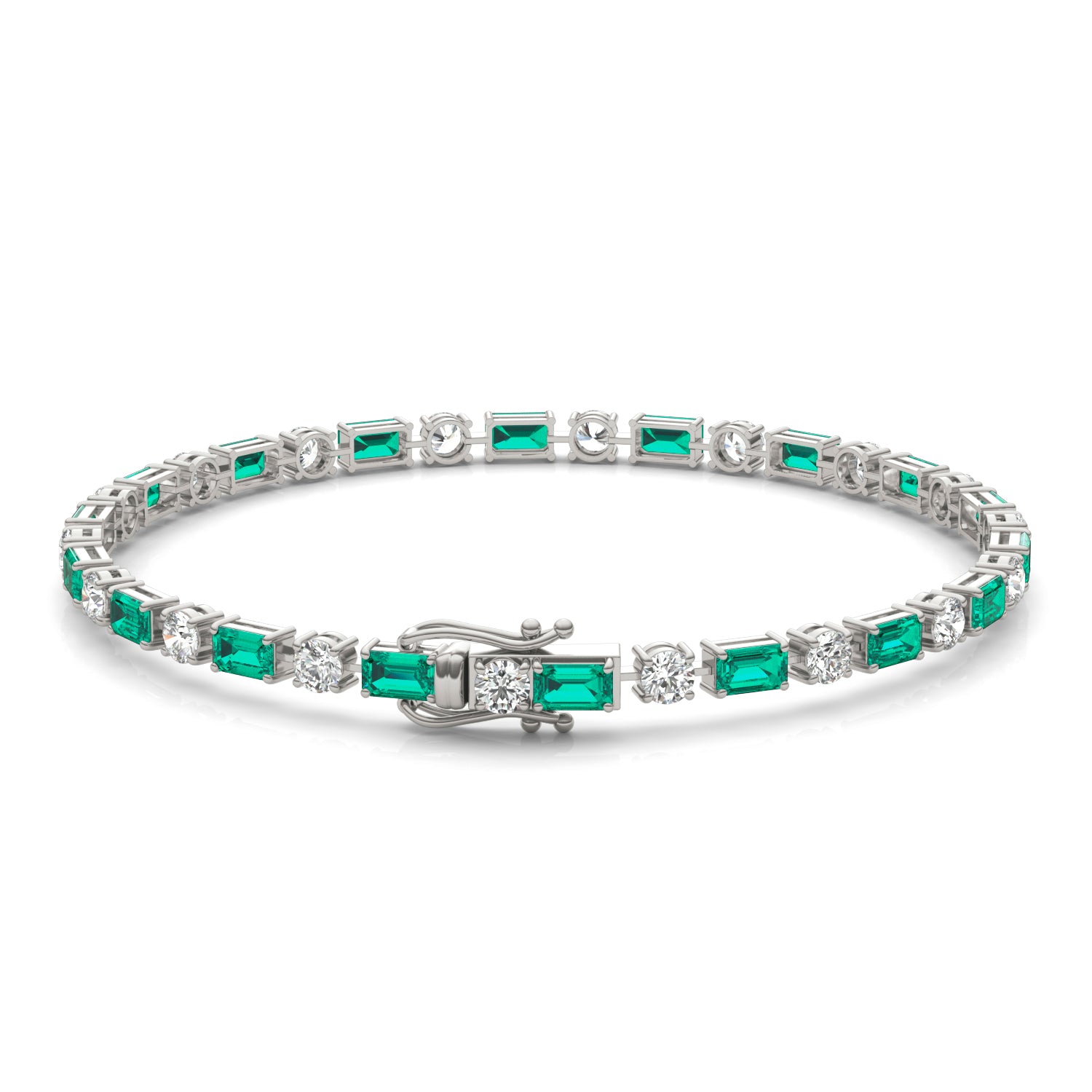 2 1/2 CTW Round Caydia® Lab Grown Diamond Alternating Tennis Bracelet featuring Created Emerald