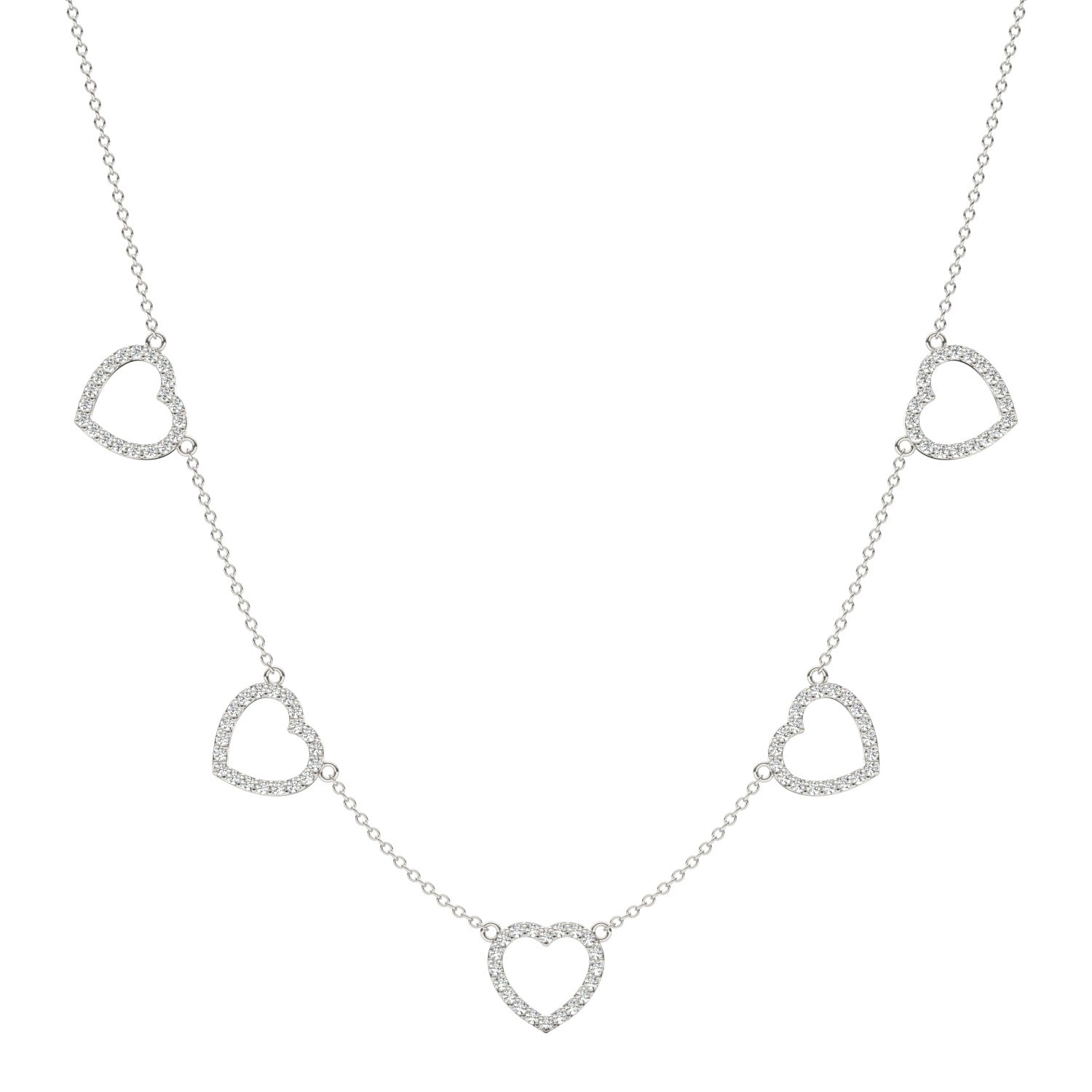 5/8 CTW Round Caydia® Lab Grown Diamond Heart Station Necklace