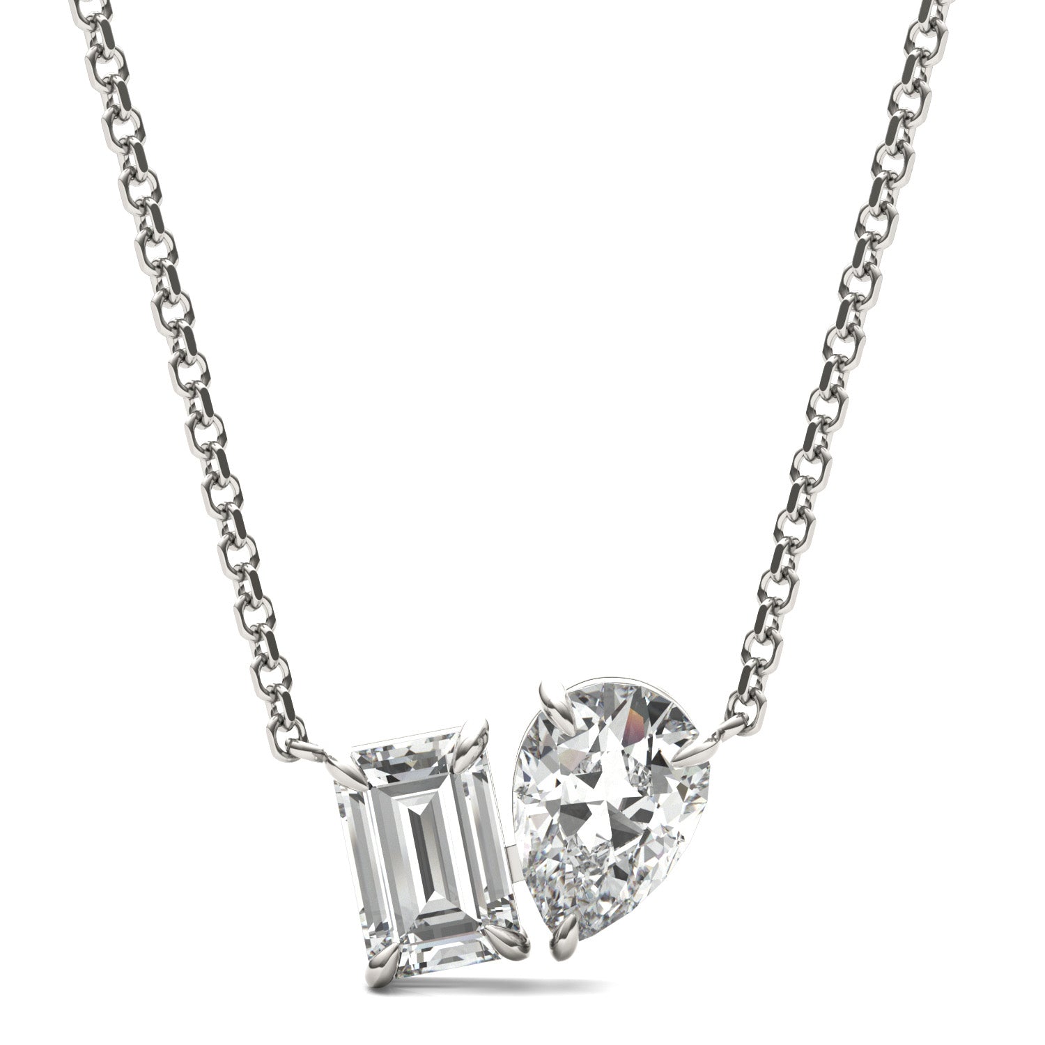 1.35 CTW DEW Pear Forever One™ Moissanite Toi et Moi Necklace