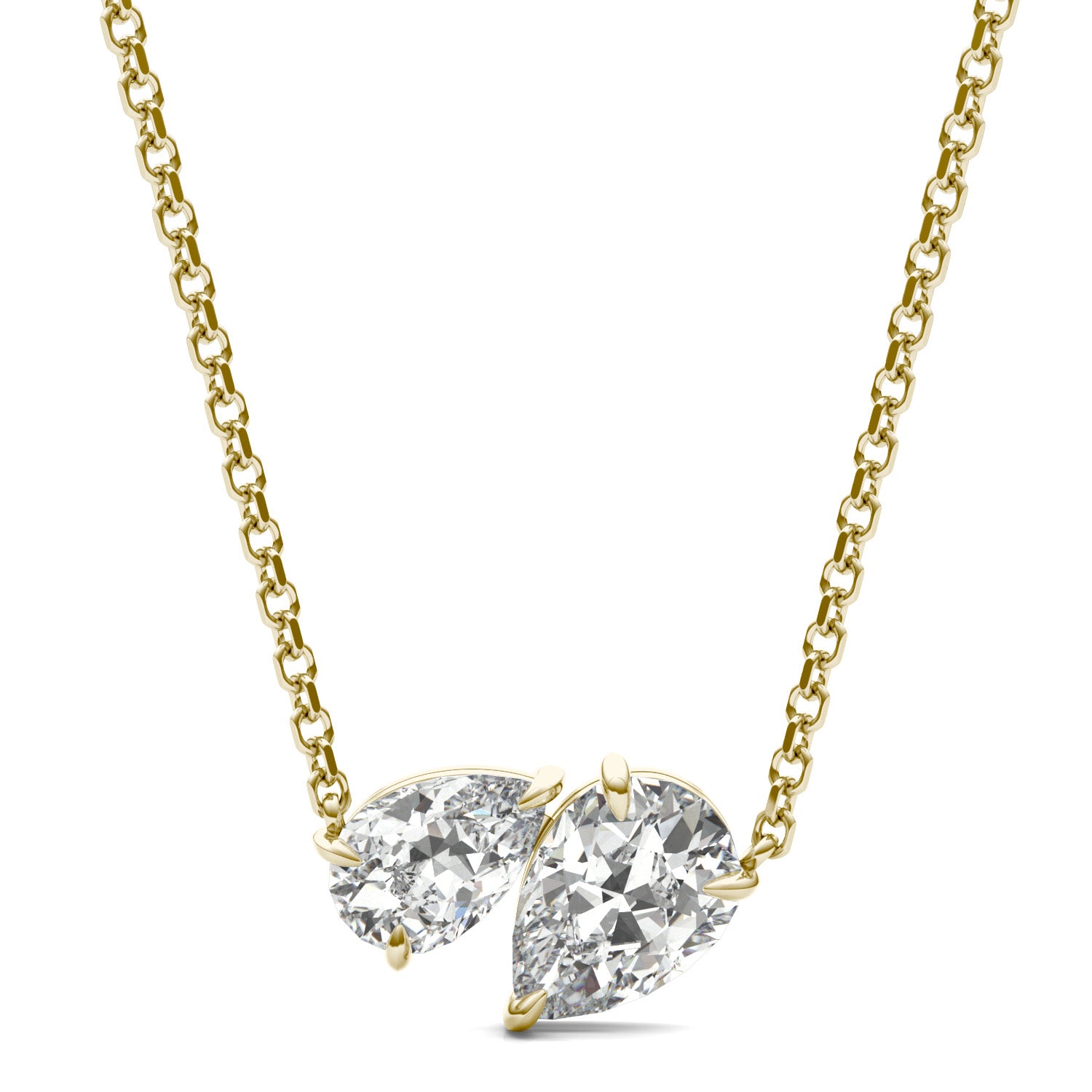 1.20 CTW DEW Pear Forever One™ Moissanite Toi et Moi Necklace