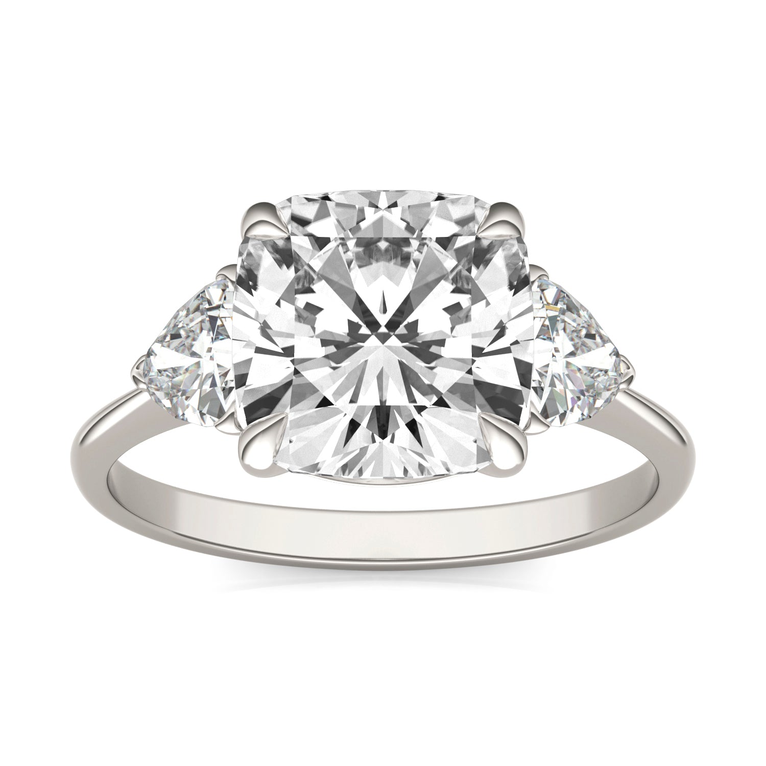 3.90 CTW DEW Cushion Forever One™ Moissanite Three Stone Ring