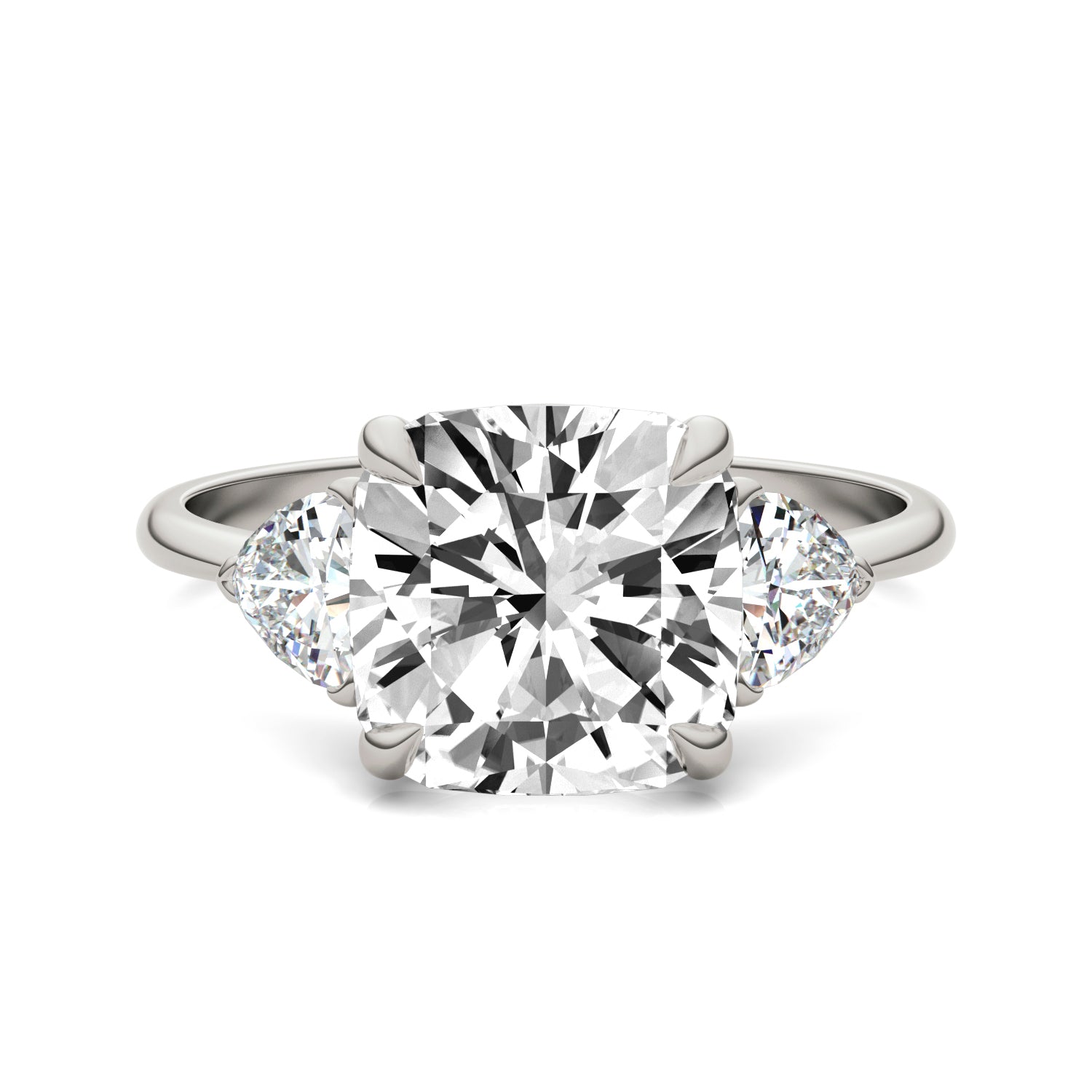 3.90 CTW DEW Cushion Forever One™ Moissanite Three Stone Ring