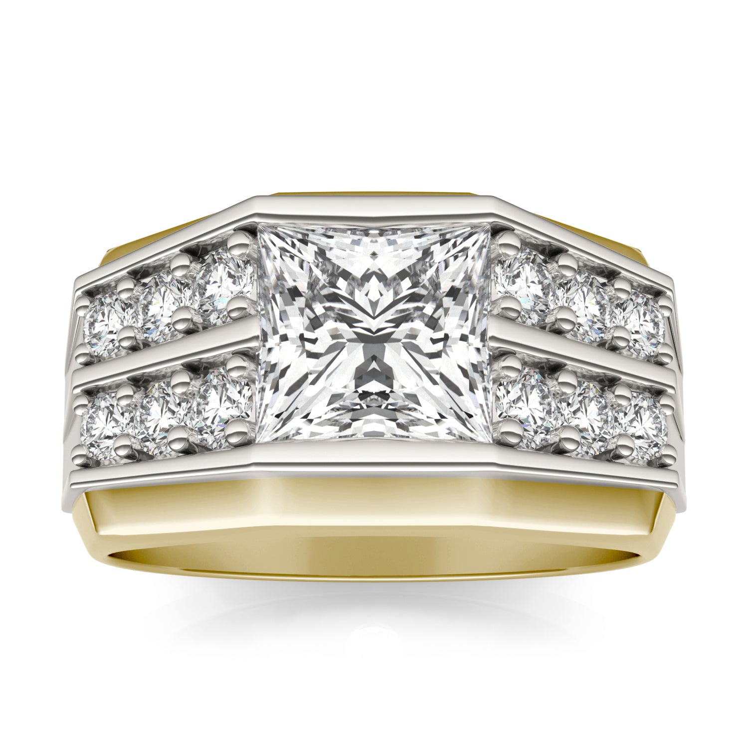 2 1/2 CTW Square Caydia® Lab Grown Diamond Double Row Mens Ring