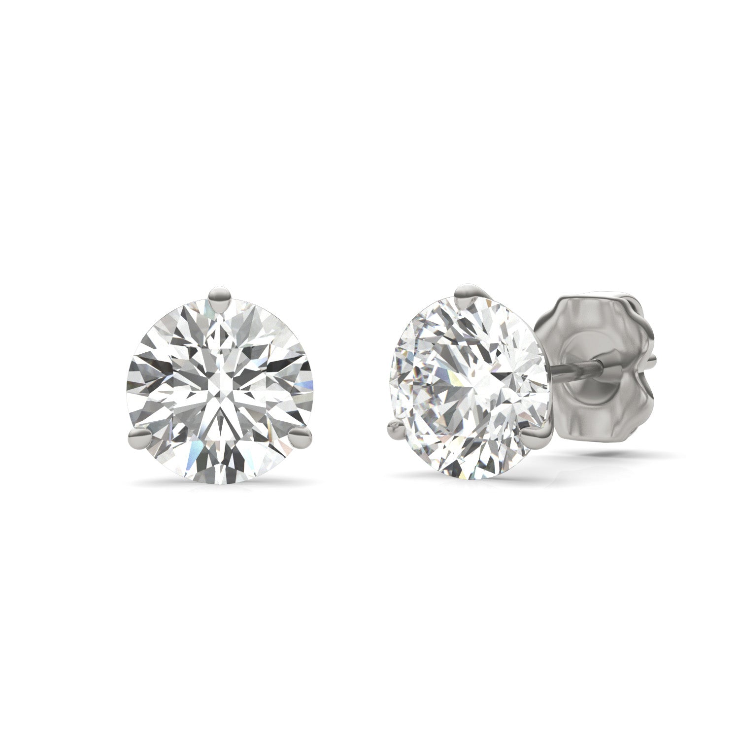 3 CTW Round Caydia® Lab Grown Diamond Three Prong Martini Solitaire Stud Earrings