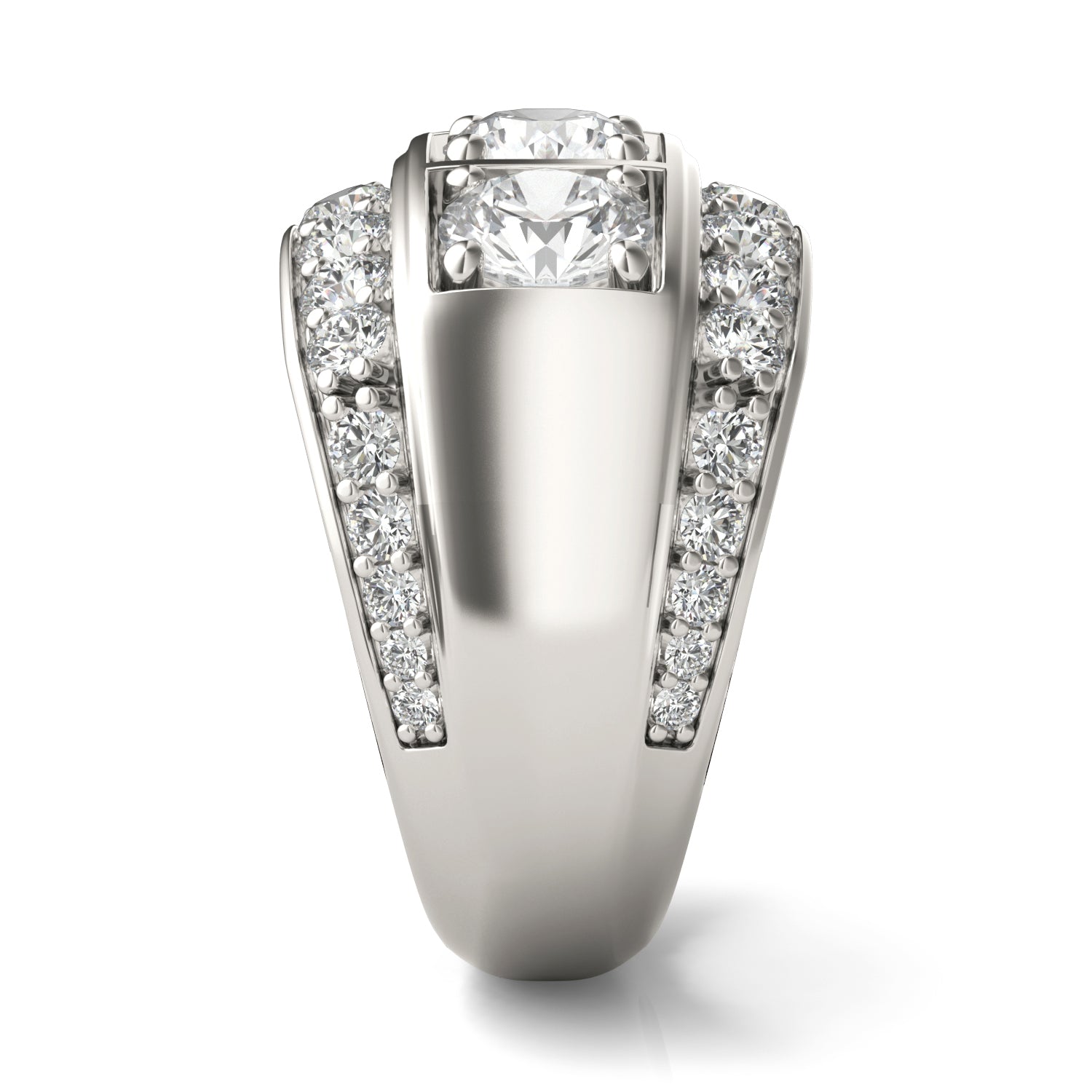 3 1/6 CTW Round Caydia® Lab Grown Diamond Three Stone Accented Mens Ring