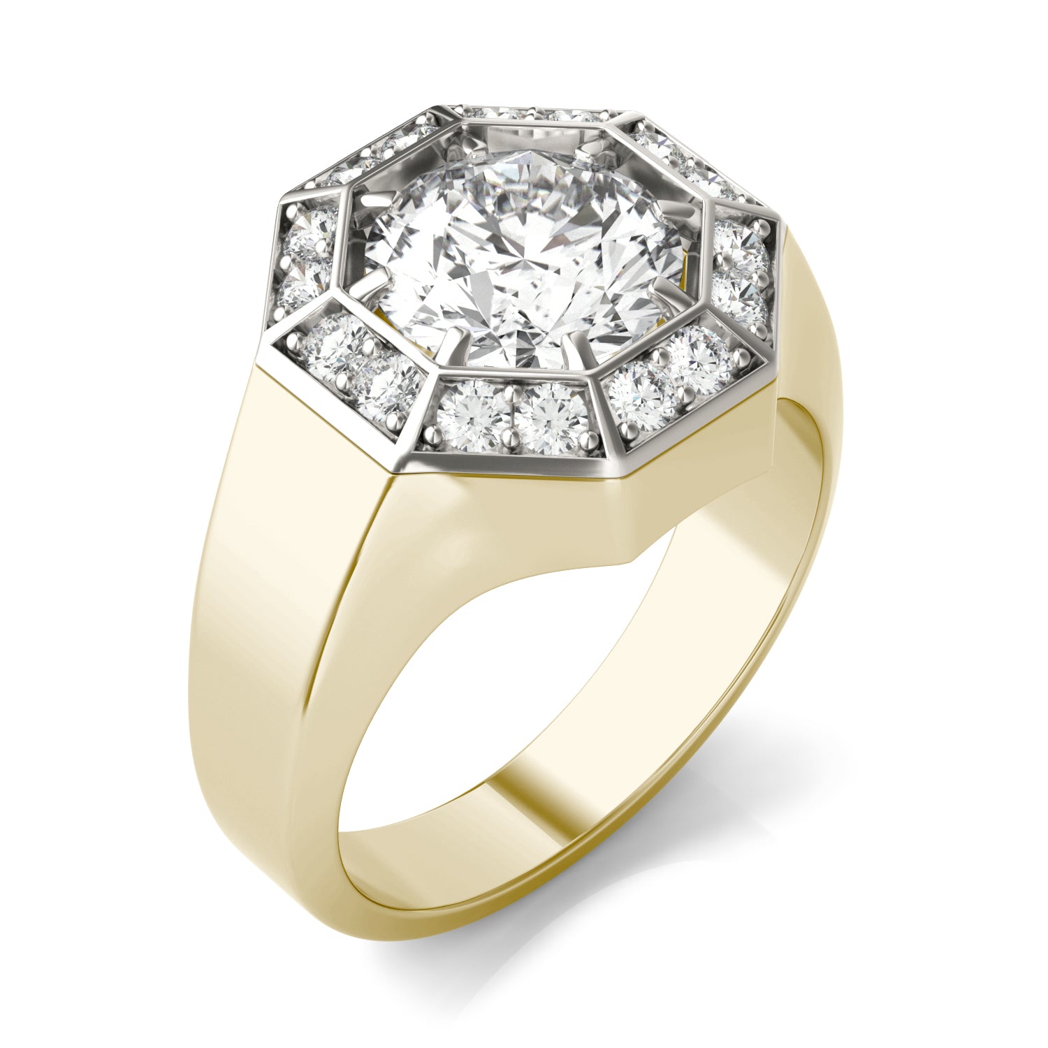 2 3/8 CTW Round Caydia® Lab Grown Diamond Geometric Halo Mens Ring